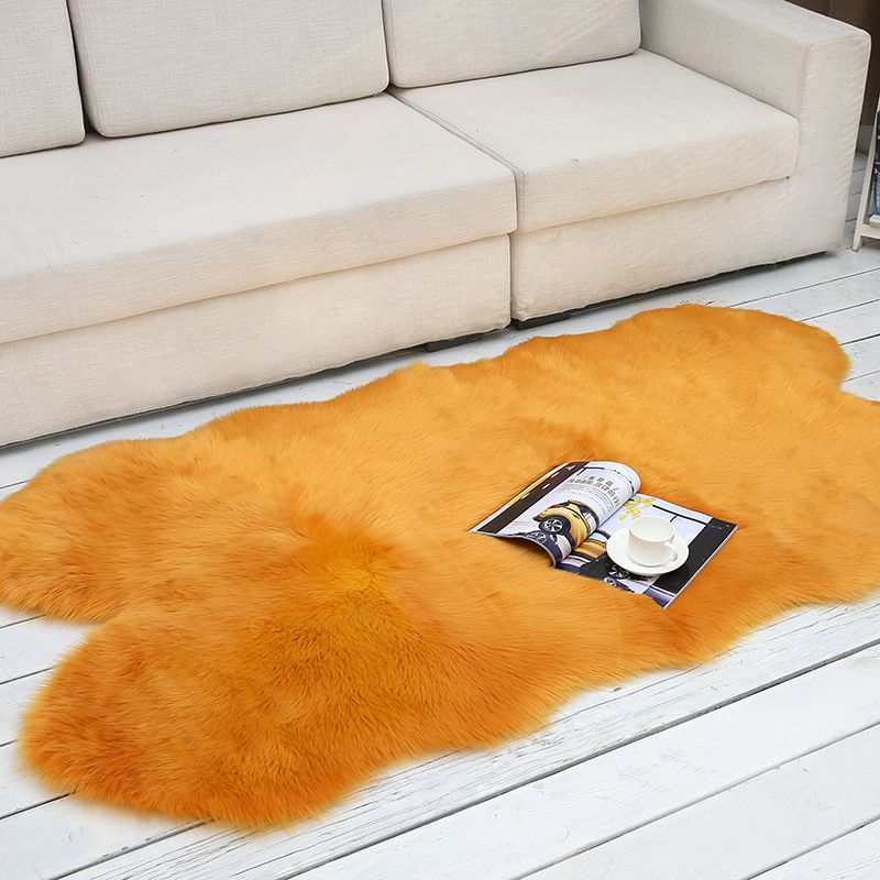 Shaggy Plain Rug Multi-Color Scandinavian Carpet Faux Fur Machine Washable Non-Slip Backing Pet Friendly Rug for Home