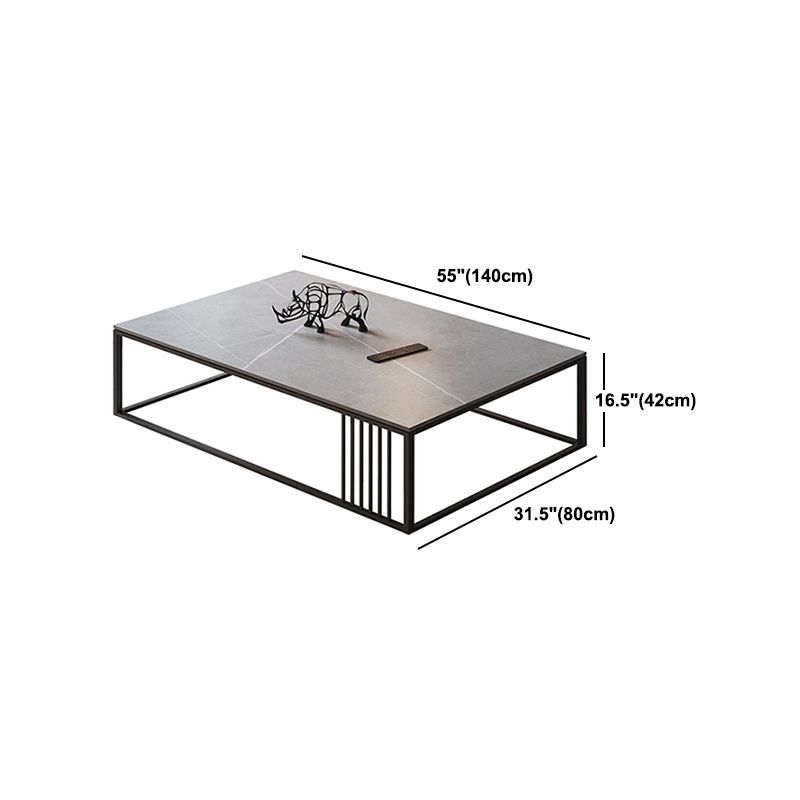 Glam 16.5" H Rectangle/Square Slate Coffee Table Steel Frame Cocktail Table