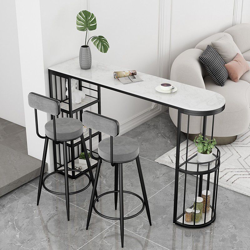 Double Pedestal Bar Stool Table Living Room Stone Bar Height Pub Table