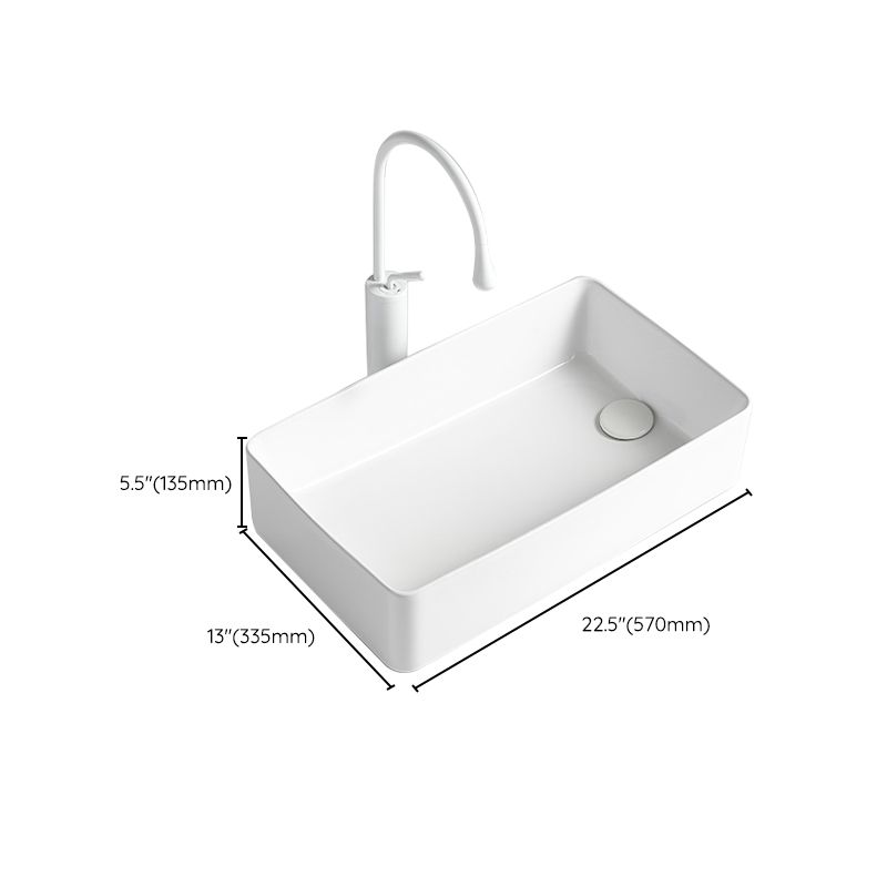 Modern Bathroom Sink Porcelain Solid Color Rectangular Vessel Bathroom Sink