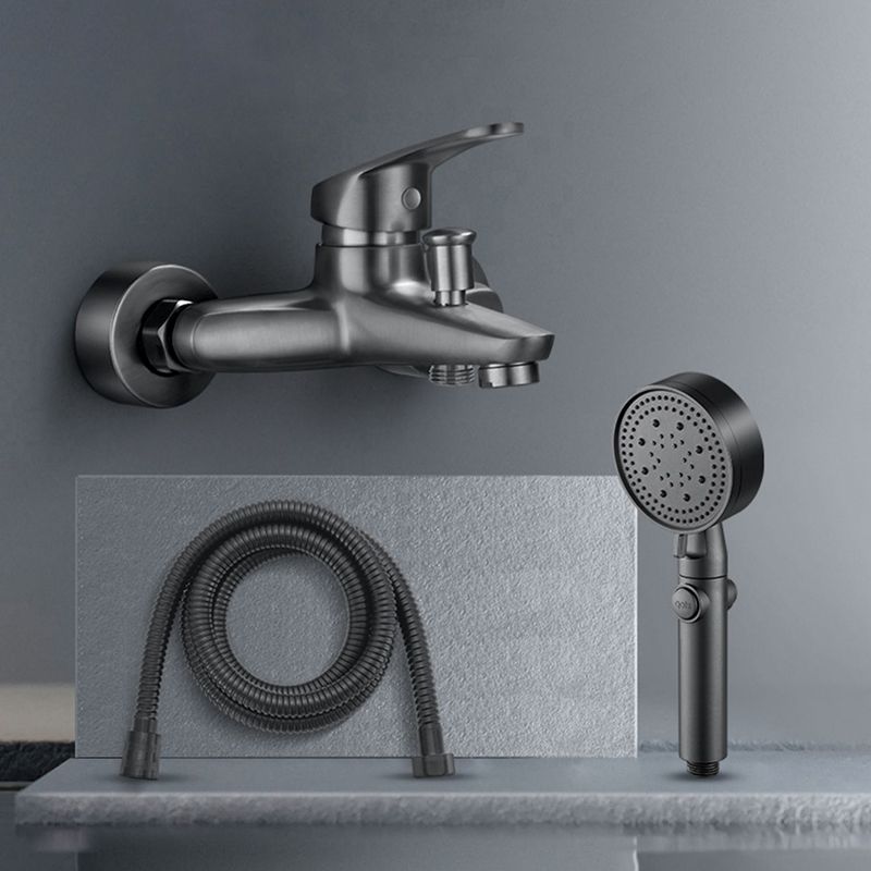 Low Arc Tub Faucet Hose Wall Mounted Single Lever Handle Tub Filler with Handshower