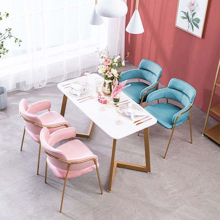 Sillas de comedor de terciopelo Glam, silla lateral de comedor con respaldo abierto para uso en restaurantes
