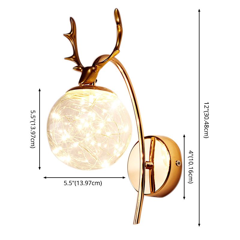 Decorative LED String Light Glass Wall Lamp with Gooseneck for Bedroom Living Room