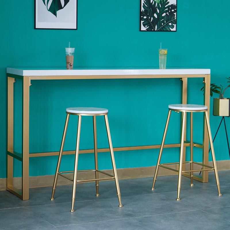 Glam Style Bar Table Gold Pedestal Pub Table for Living Room