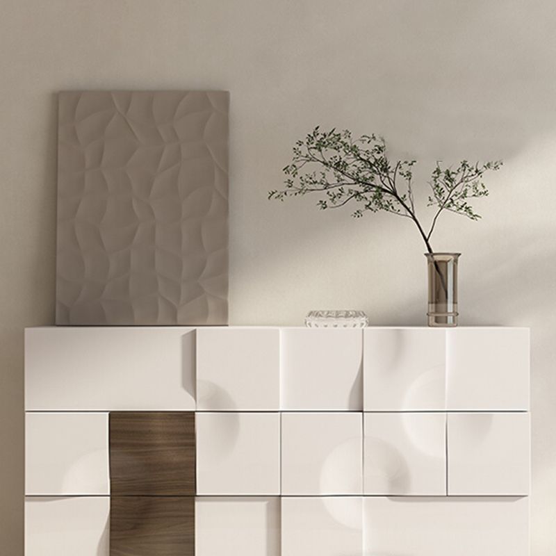Contemporary Horizontal Double Dresser White/Gray Storage Dresser for Home