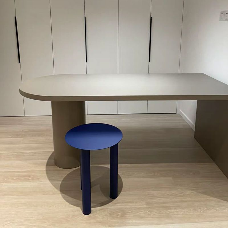 Mesa de comedor moderna de madera maciza, mesa superior de madera de pino con base de pedestal doble