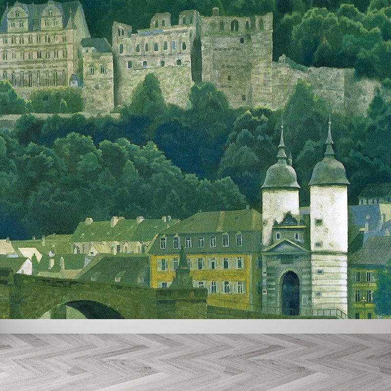 Washable Forest Castle Mural Decal Personlized Modern Wall Covering for Guest Room