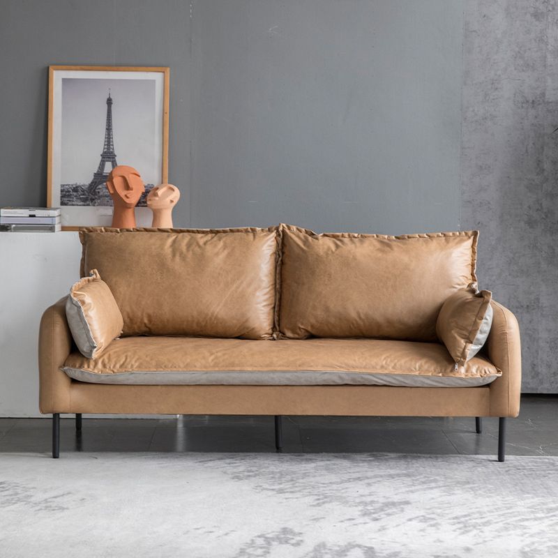 Contemporary Square Arm Sofa Standard Sofa with Pillows for Living Room, Apartment