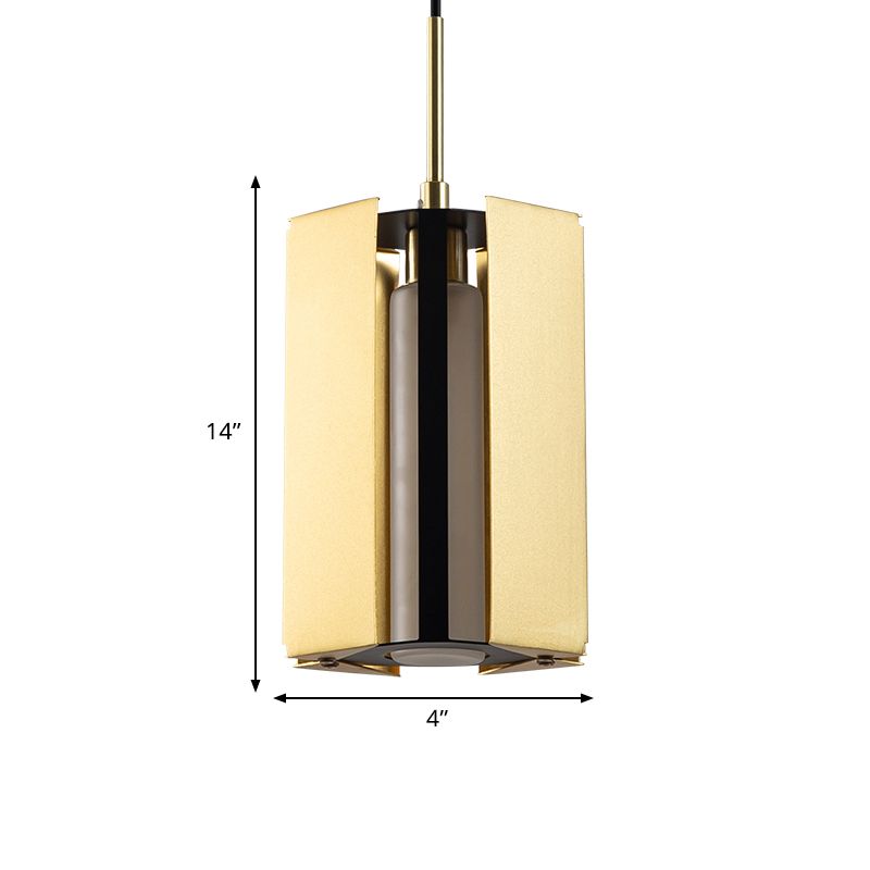Geometric Bedside Pendant Lighting Metal 1 Light Post Modern LED Hanging Lamp in Gold