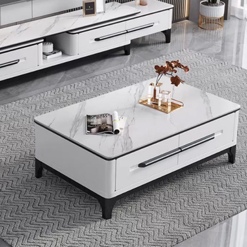 Contemporary Slate Coffee Table Single Rectangle Coffee Table with Storage