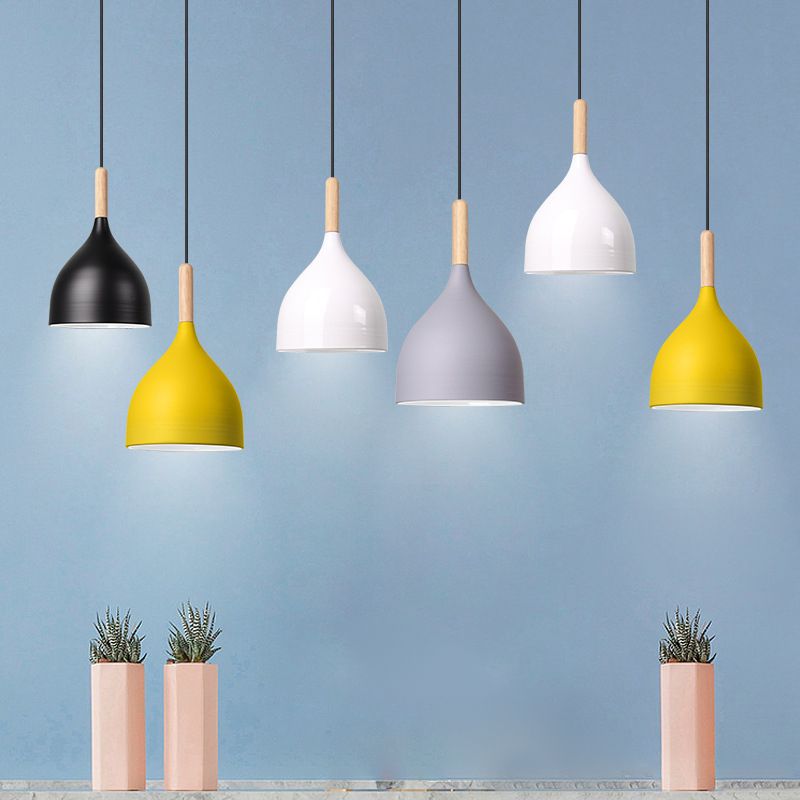 Moderne stijl kom tint hangend licht aluminium 1 lichte hangende lamp voor slaapkamer