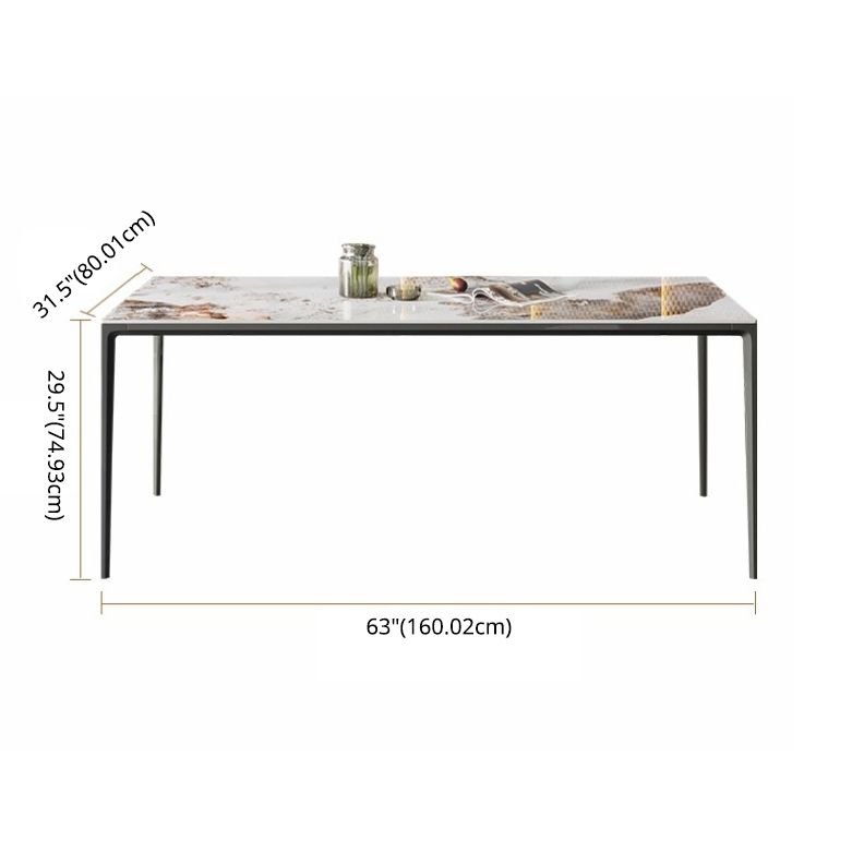 Minimalistischer weißer brauner Rechteck -Form -Ess -Set Küchenstandard -Esset mit 4 Beintisch