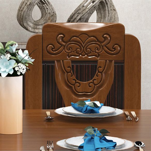 Traditional Style Rectangular Dining RoomTable Set for 6 with Parson Chairs Walnut Dining Set