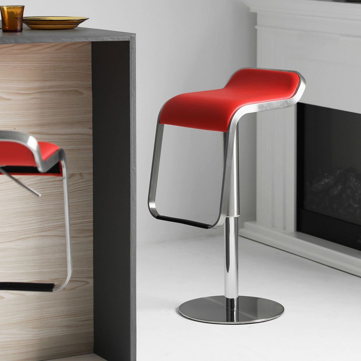 Modern Style Adjustable Backrest Counter Stool with Leather Cushion