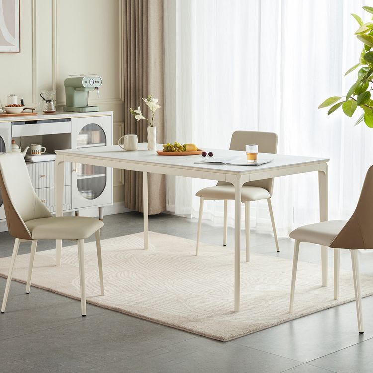 Modern Style Stone Furniture 5/7 Pcs White Rectangle Dinette Table with Dining Chair