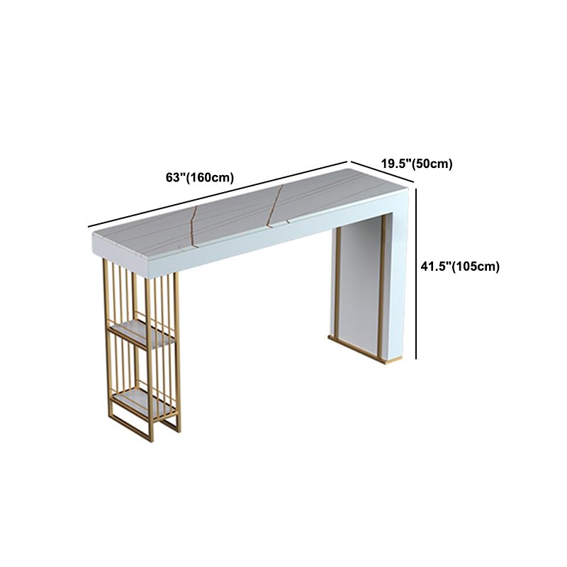 White Stone Table Rectangle Contemporary with Iron Base for Living Room