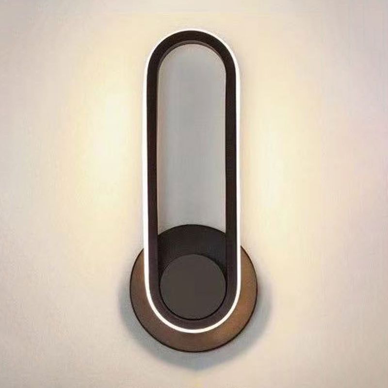 Oval Shape Metal Wall Light Modern Style Single Light Wall Sconce Light