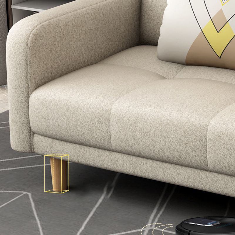 Modern Square Arm Sofa Convertible Wood Legs  Biscuit Back Sofa
