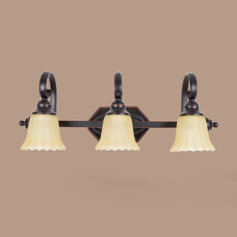 Traditional Simplicity Bell Vanity Sconce Lights Ribbed Glass Wall Mount Light Fixture