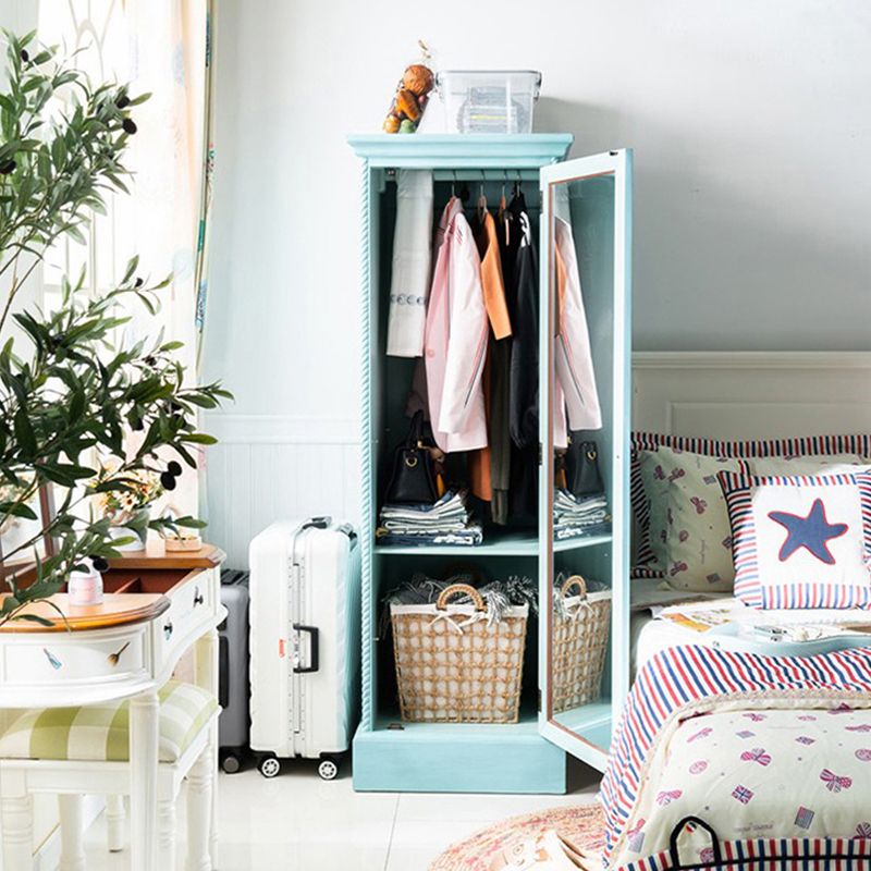 Cottage Style Bedroom Wardrobe Cabinet Wooden Storage Cabinet with Garment Rod