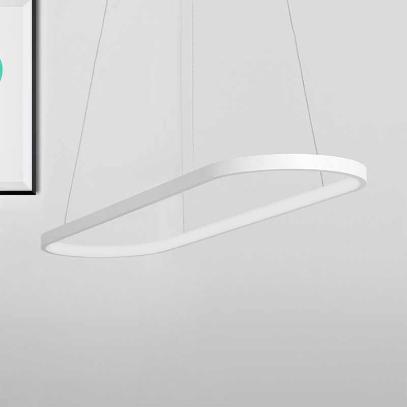 Simplicità del ciondolo a goccia ovale acrilica 27 "/35.5"/47 "Luce a traffico a trazione in bianco/nero a LED sul tavolo in tavola calda/bianca/telecomandata