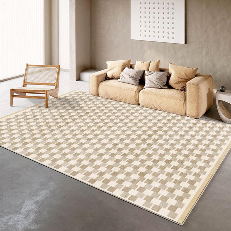 Dark Beige Irregular Line Rug Polyester Modern Rug Non-Slip Backing Rug for Drawing Room
