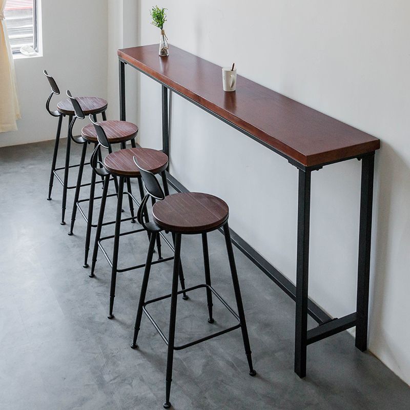 Solid Wood Top Bar Table Set 1/3/5 Pcs Iron Frame Bar Table and Stools