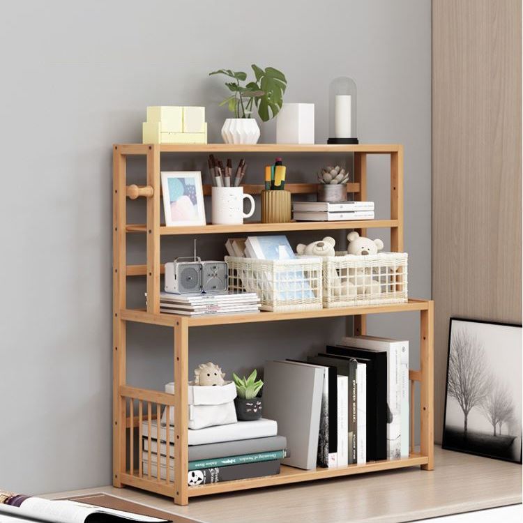 Bamboo Shelf Bookcase Natural Open Back Bookcase for Study Room