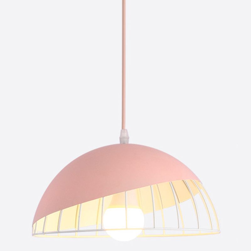 Moderne creatieve macaron hanglamp ijzer halfrond hangende lamp met aluminium schaduw