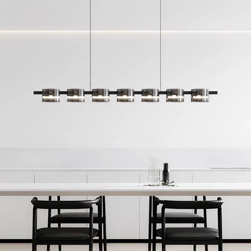 Glass 5 / 7 / 9 - Light LED Pendant Ceiling Fixture Modern Kitchen Island Light in Black