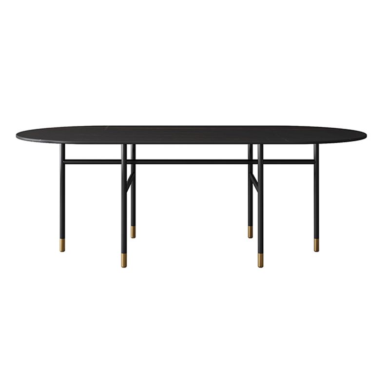 Contemporary Oval Dining Table Stone Dining Table with Iron Base