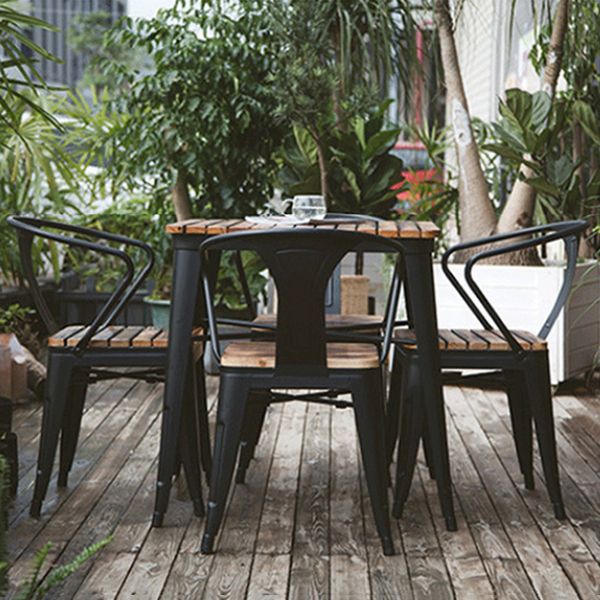 Industrial 1/5 Pieces Metal Dining Set Reclaimed Wood Dining Table Set for Outdoor