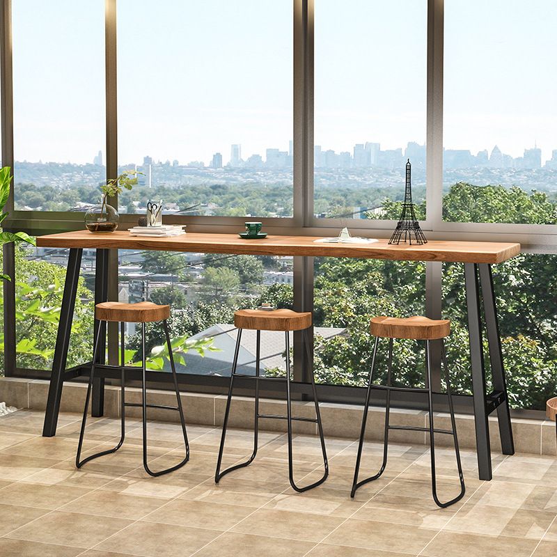 Contemporary Backless Dining Stools Wood Bar Stools with Footrest