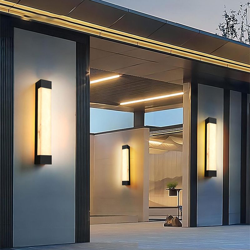 Rectangle Shade Wall Sconce Contemporary Outdoor Wall Light Fixture for Courtyard