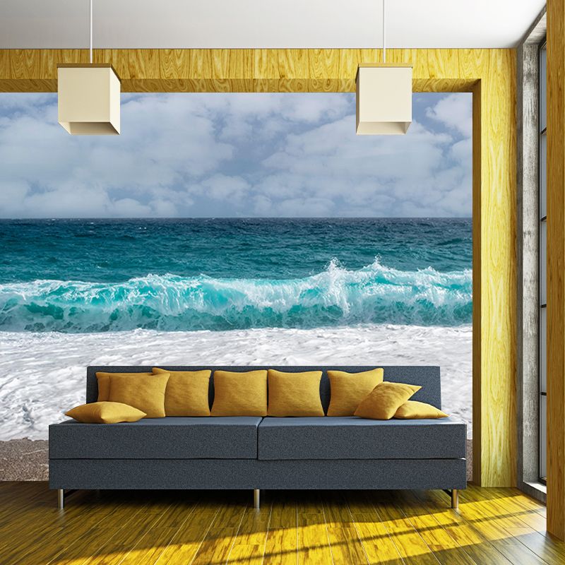 Modern Style Sea Mural Wall Covering for Living Room Eco-friendly for Decoration
