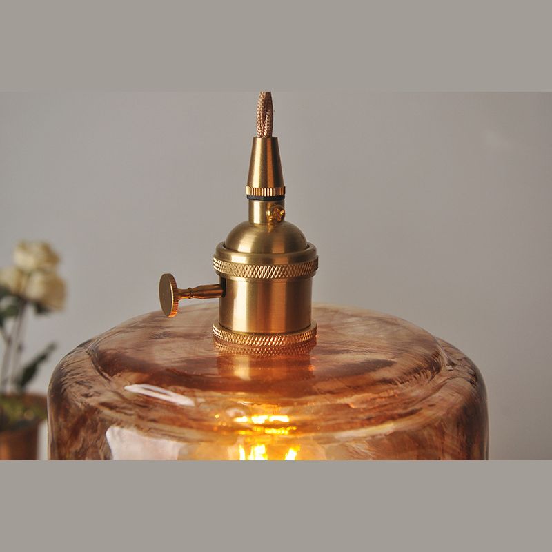 1 Light Geometric Ceiling Light Industrial Style Dimpled Blown Glass Hanging Pendant Lights for Restaurant