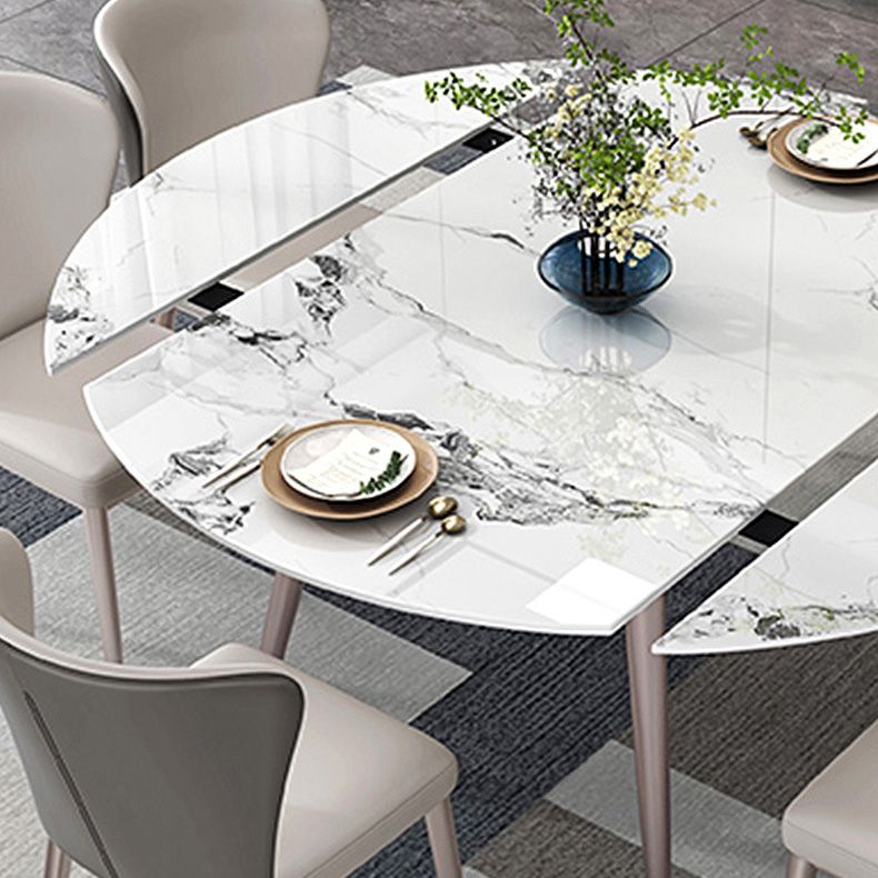 Metal Base Contemporary Dining Table Rectangle Stone Dining Table