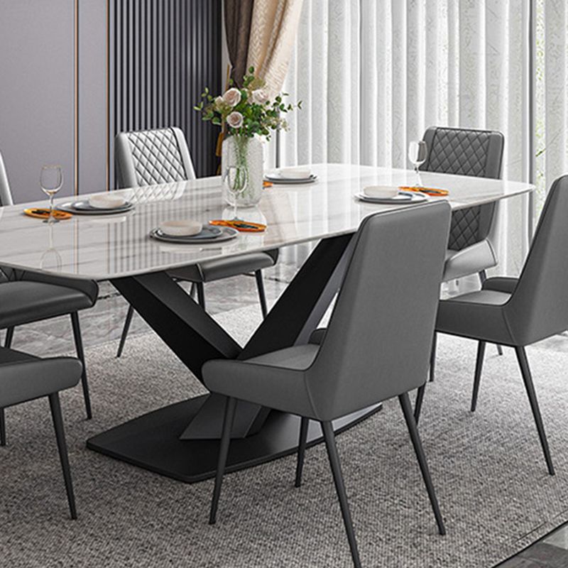 Modern Dining Table Stone Dining Room Dining Table with Metal Base