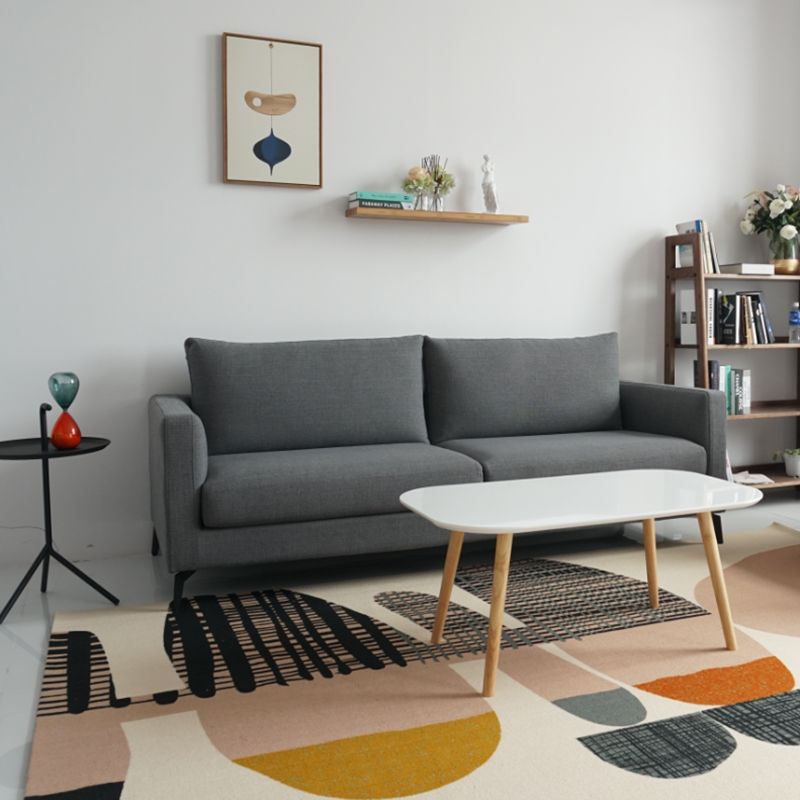 Living Room Contemporary Cushions Square Arm Linen Chesterfield Sofa