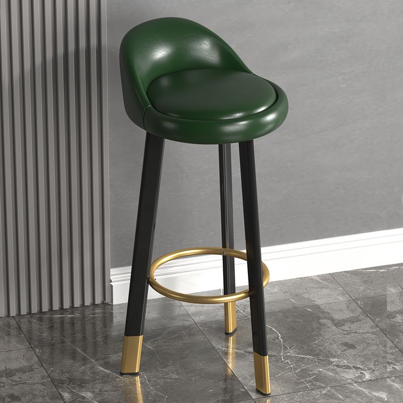 Taburete de bar sin brazos con respaldo moderno, taburete de bar de acero para cajero con cojín y reposapiés