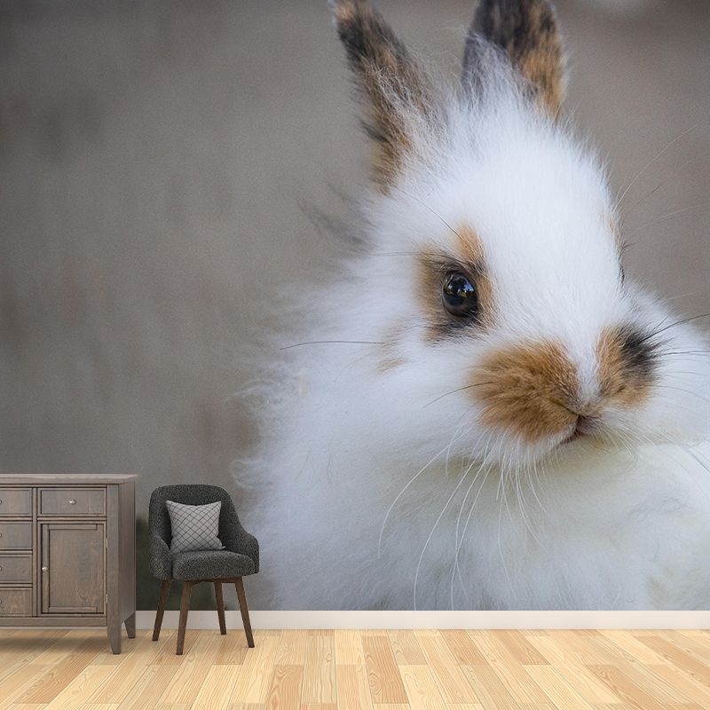 Beautiful Rabbit Mural Wallpaper Stain Resistant Wall Covering for Living Room
