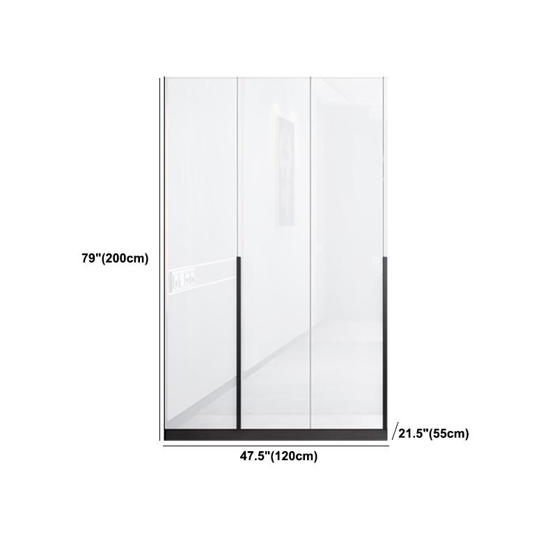 White Wooden Wardrobe Modern Cloth Rod Included Wardrobe Closet for Home