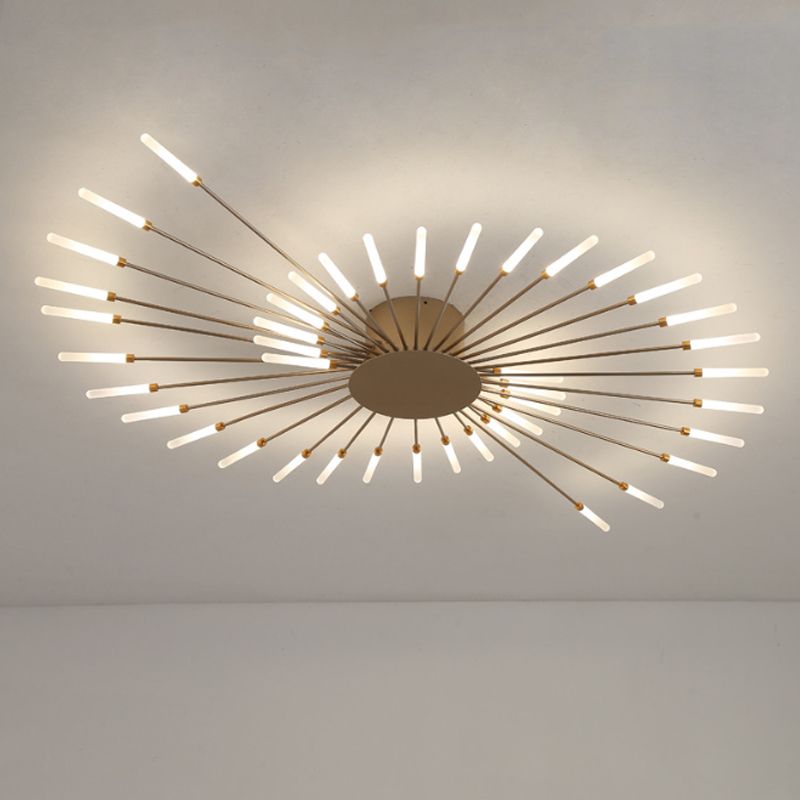 Lámpara de techo con ráfaga negra/dorada, lámpara LED acrílica semiempotrada contemporánea de 12/18/28 luces para dormitorio