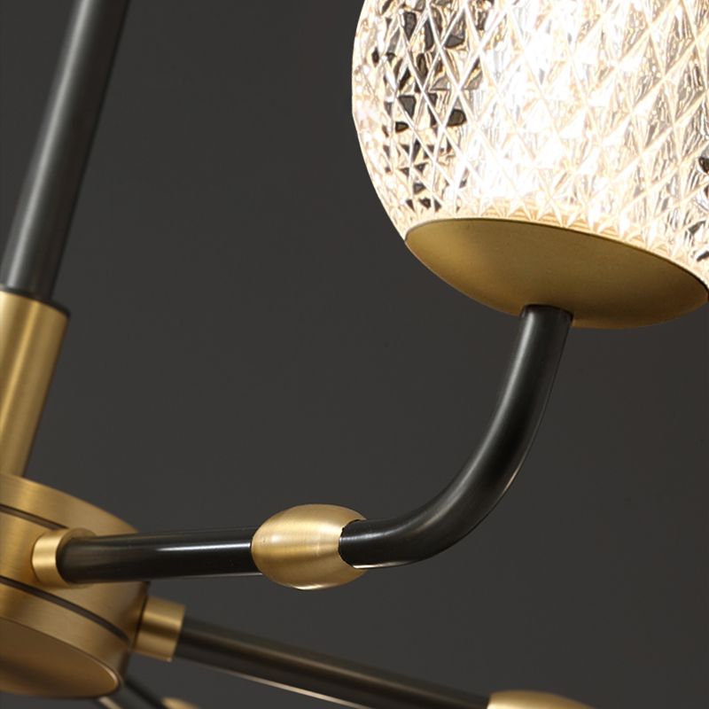 Contemporary Brass Glass Ball Chandelier Black Hanging Pendant for Bedroom