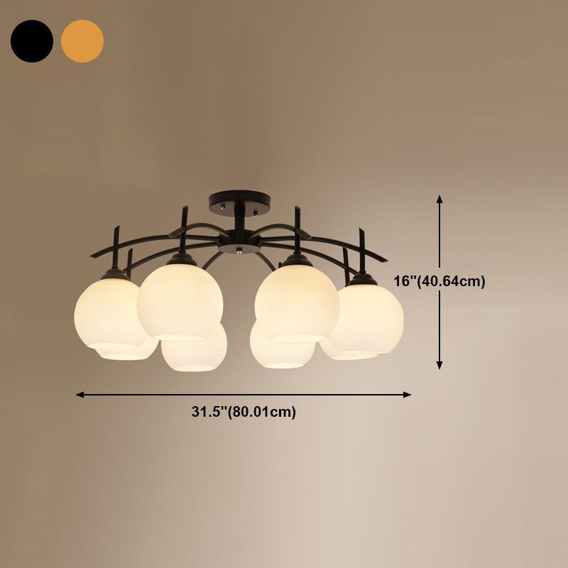 Lámpara de techo múltiple de la lámpara de semi lavado de metal tradicional con sombra de vidrio de globo