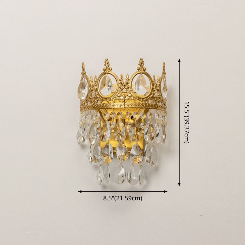 Iluminación de matorral de la pared de la corona cristal de estilo moderno de 3 luces luz de montaje de pared en latón