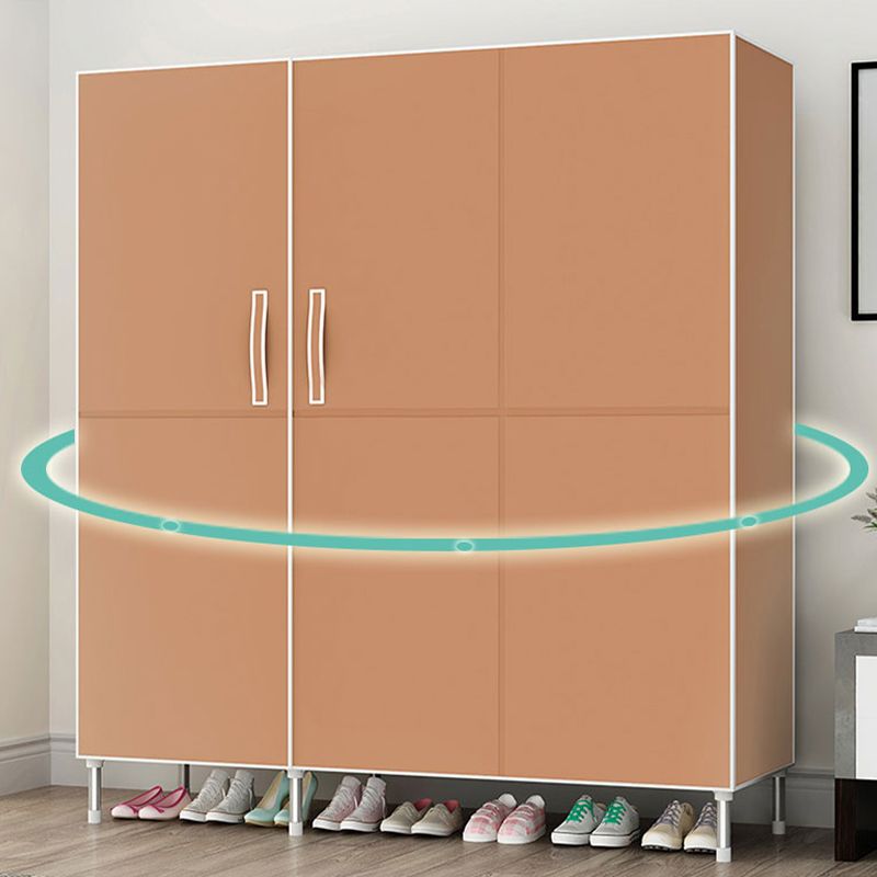 Hinged Wardrobe Cabinet with Garment Rod Steel Wardrobe Armoire