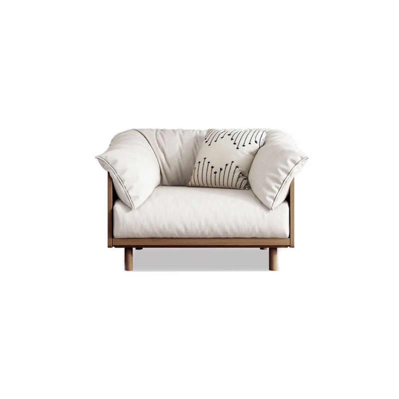 Scandinavian Tuxedo Arm Settee Cotton Blend Standard Sofa with Wooden Legs