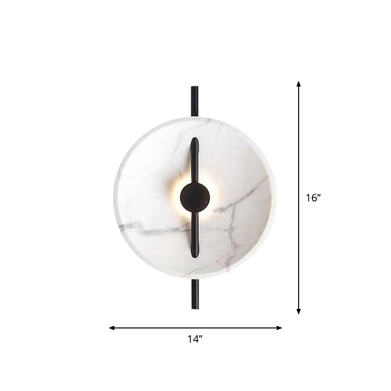 Marble-Look Disc Resin Wall Lamp Designer Black and White LED Sconce Lighting for Bedside