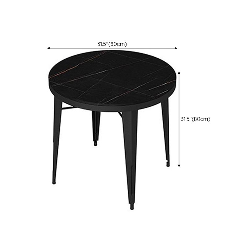 Glam Bar Stool Table Black Stone Bar Table with 4 Metal Legs